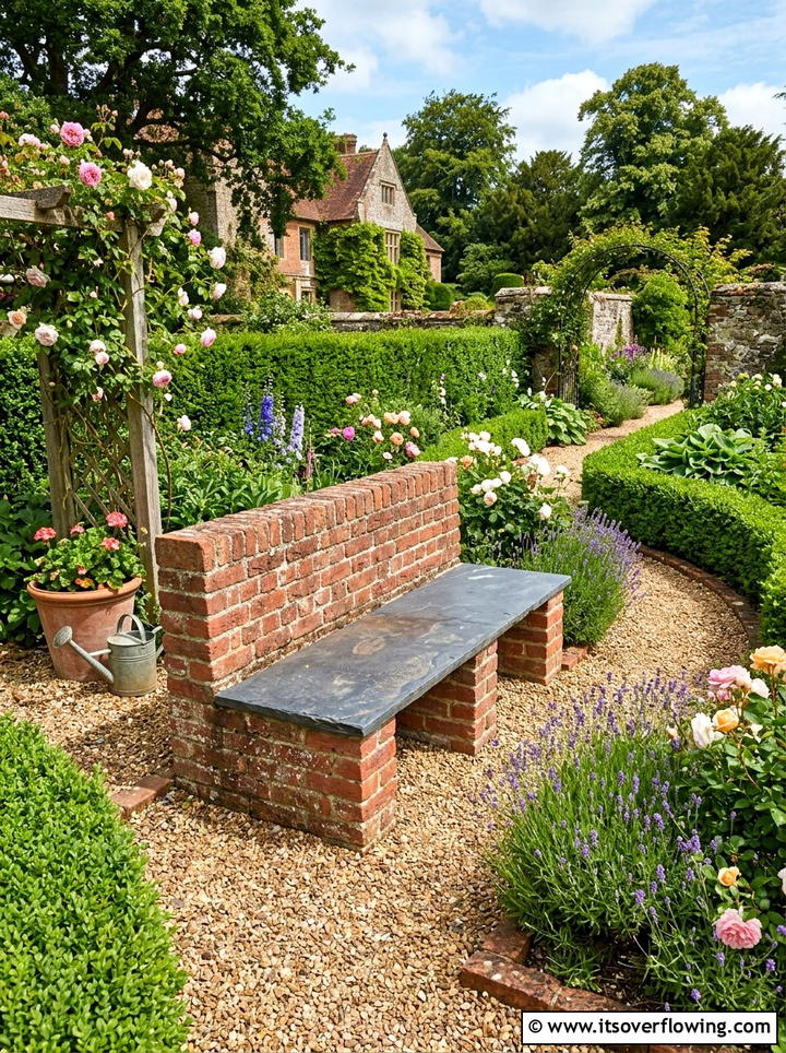 Brick Garden Bench For Traditional Patios - 25 garden ideas with bench seating