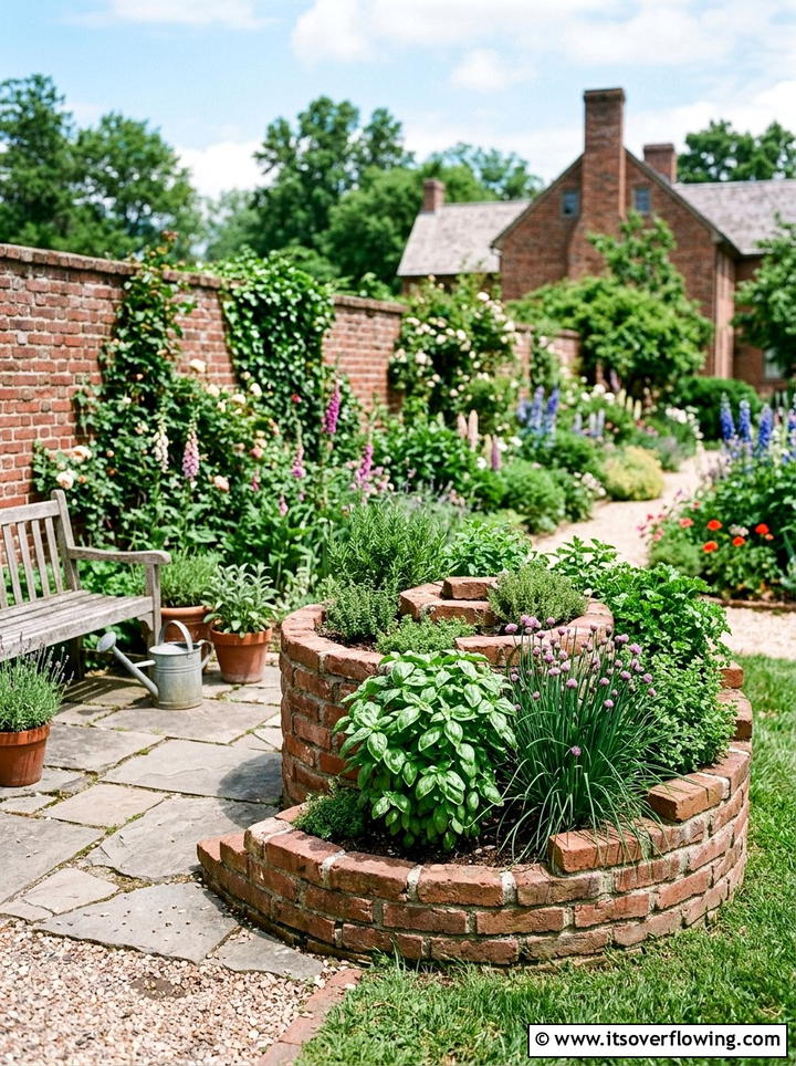 Brick Herb Spiral - 25 creative garden ideas with spiral herb beds