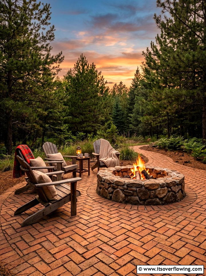 Brick Patio Fire Pit - 25 backyard ideas with brick patio