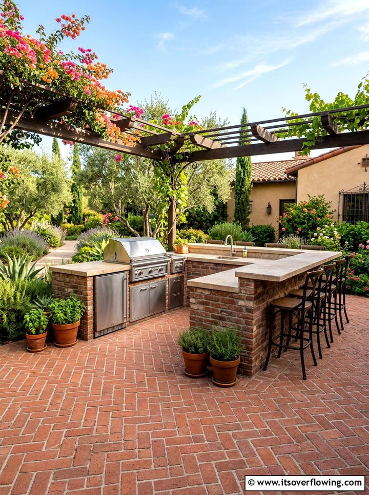 Brick Patio Outdoor Kitchen - 25 backyard ideas with brick patio
