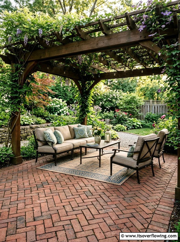 Brick Patio Pergola - 25 backyard ideas with brick patio