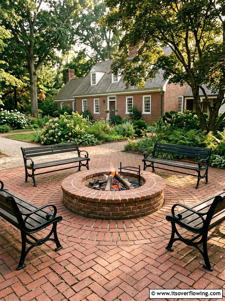 Brick Paver Fire Pit Surround - 25 creative garden ideas with fire pit circles