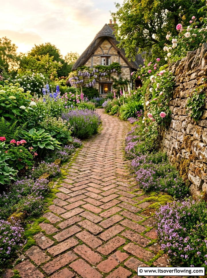 Brick Paver Walkway - 25 small garden ideas with cottage style