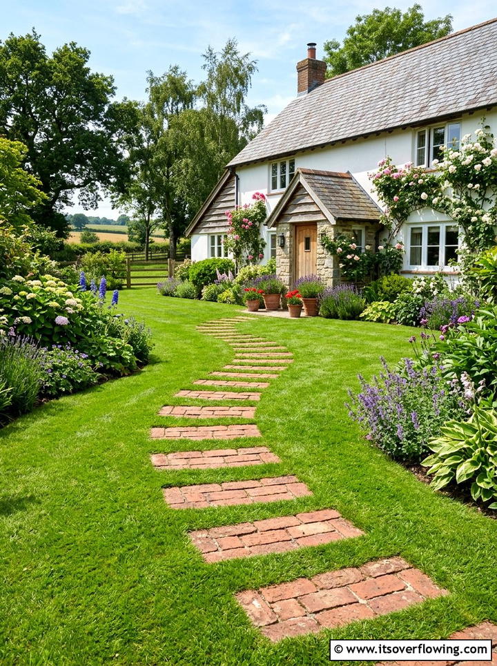 Brick Stepping Stones In Grass - 25 small garden ideas with stepping stones