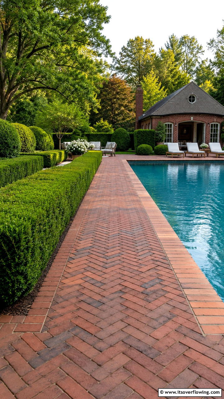 Brick Walkway for Timeless Charm - 20 Pool Walkway Ideas for a Stunning Backyard