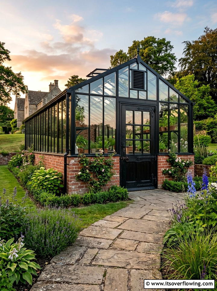 Brick base greenhouse - 25 creative garden ideas with greenhouse corners