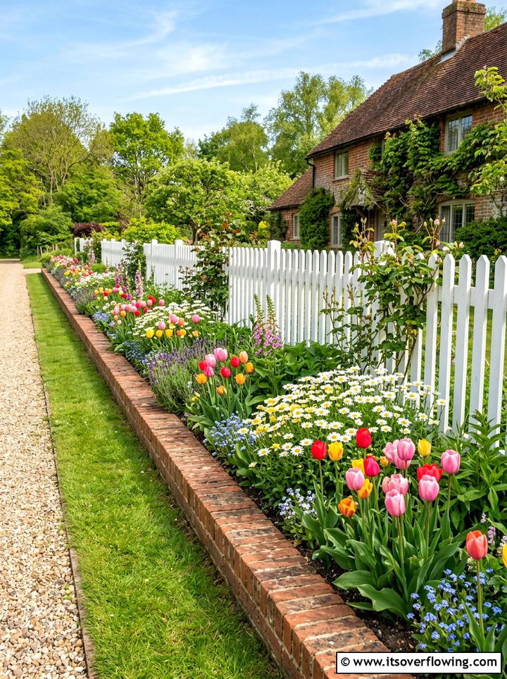 Brick border garden - 25 upcycled garden ideas with bricks