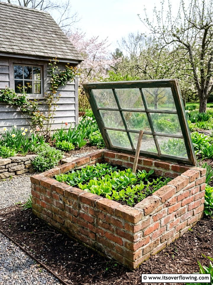 Brick cold frame - 25 upcycled garden ideas with bricks