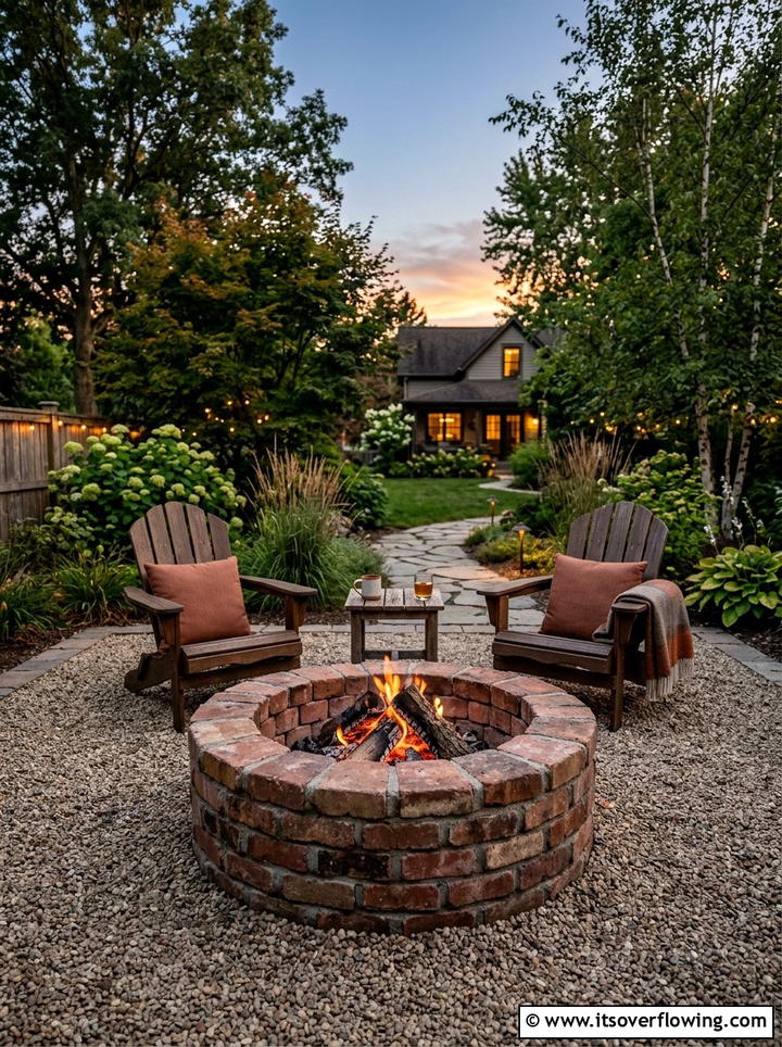 Brick fire pit - 25 recycled garden ideas with old bricks