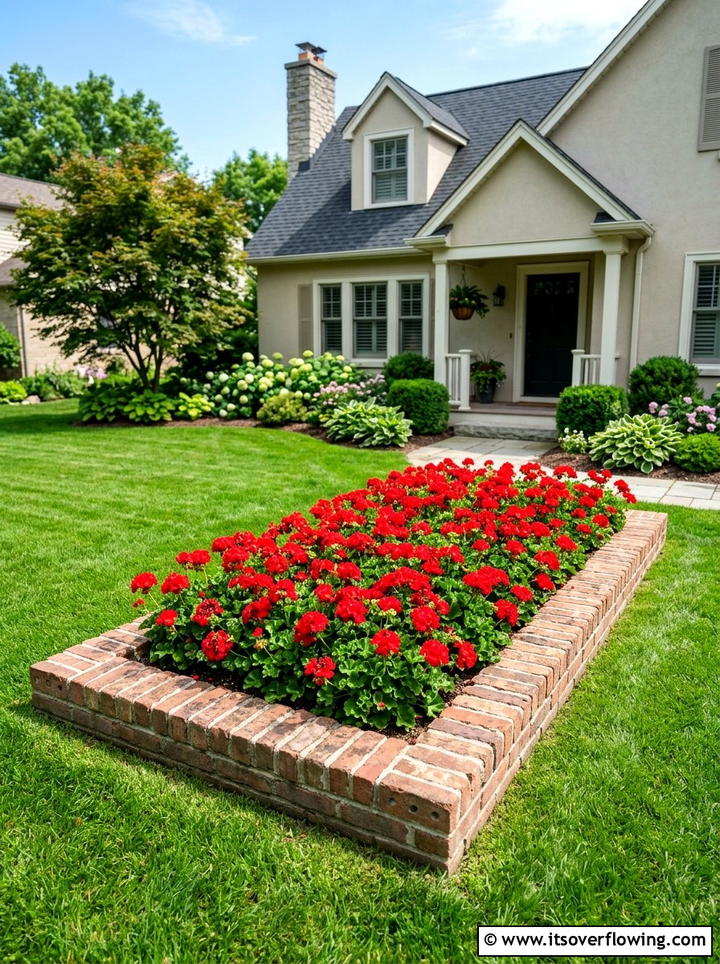 Brick flower bed - 25 upcycled garden ideas with bricks