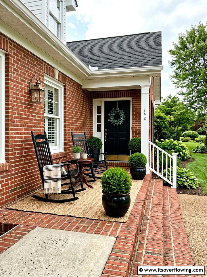 Brick front porch - 25 front porch ideas with rocking chairs