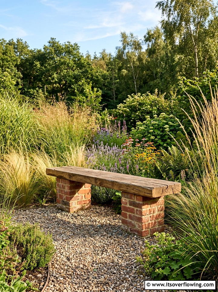 Brick garden bench - 25 recycled garden ideas with old bricks