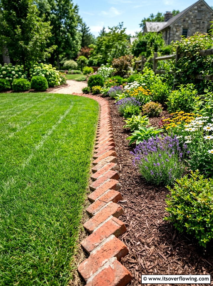 Brick garden edging - 25 recycled garden ideas with old bricks