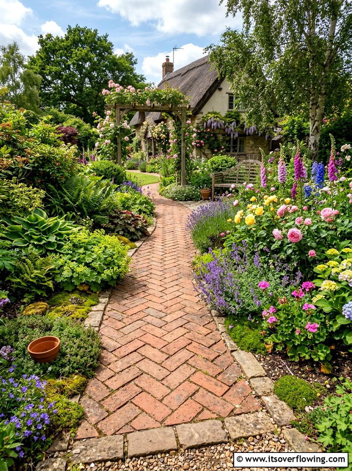 Brick garden path - 25 upcycled garden ideas with bricks