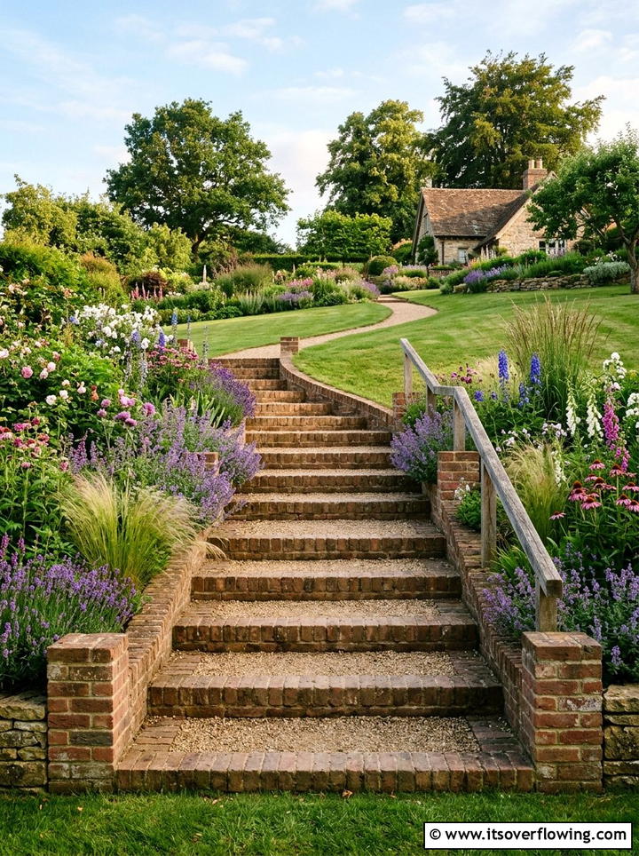 Brick garden stairs - 25 upcycled garden ideas with bricks