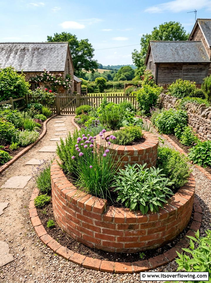 Brick herb spiral garden - 25 garden ideas with herb spirals
