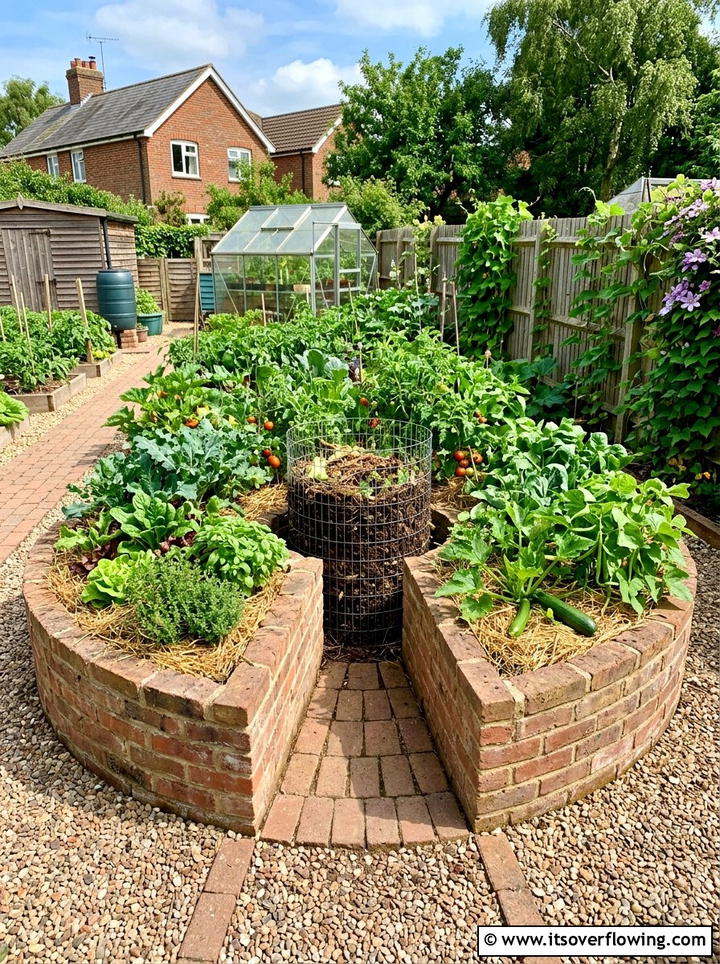 Brick keyhole garden - 25 upcycled garden ideas with bricks