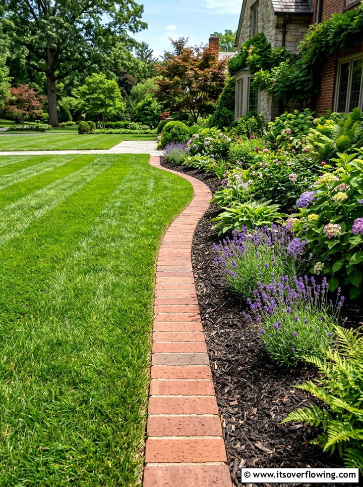 Brick lawn border - 25 recycled garden ideas with old bricks