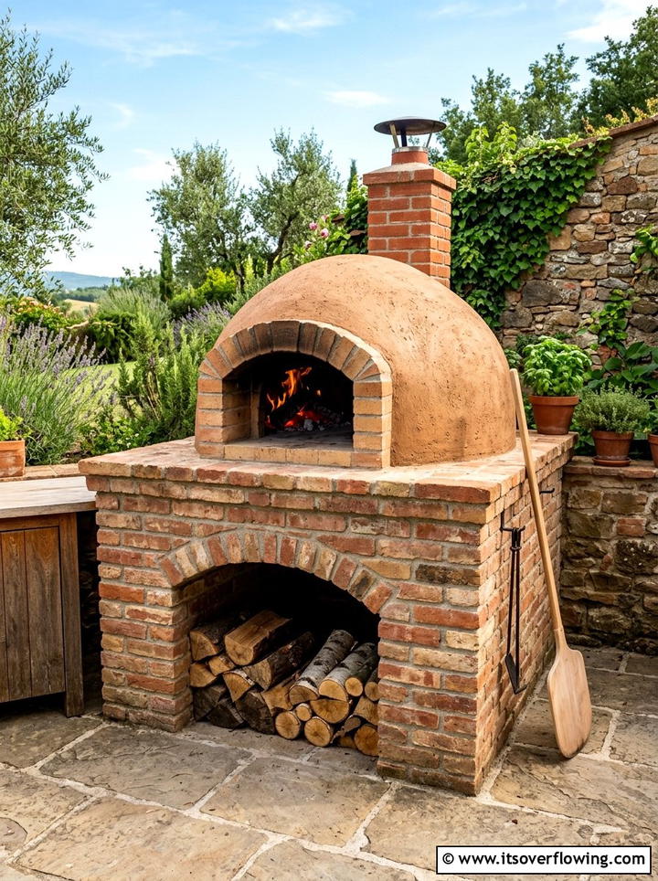 Brick outdoor pizza oven base - 25 recycled garden ideas with old bricks