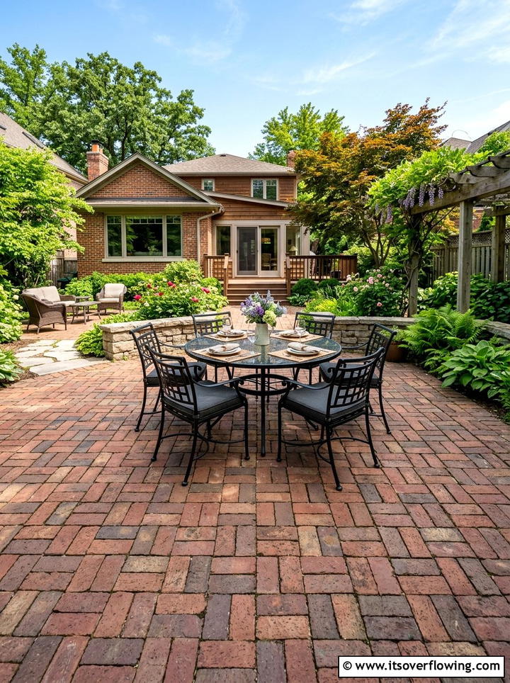 Brick patio area - 25 recycled garden ideas with old bricks