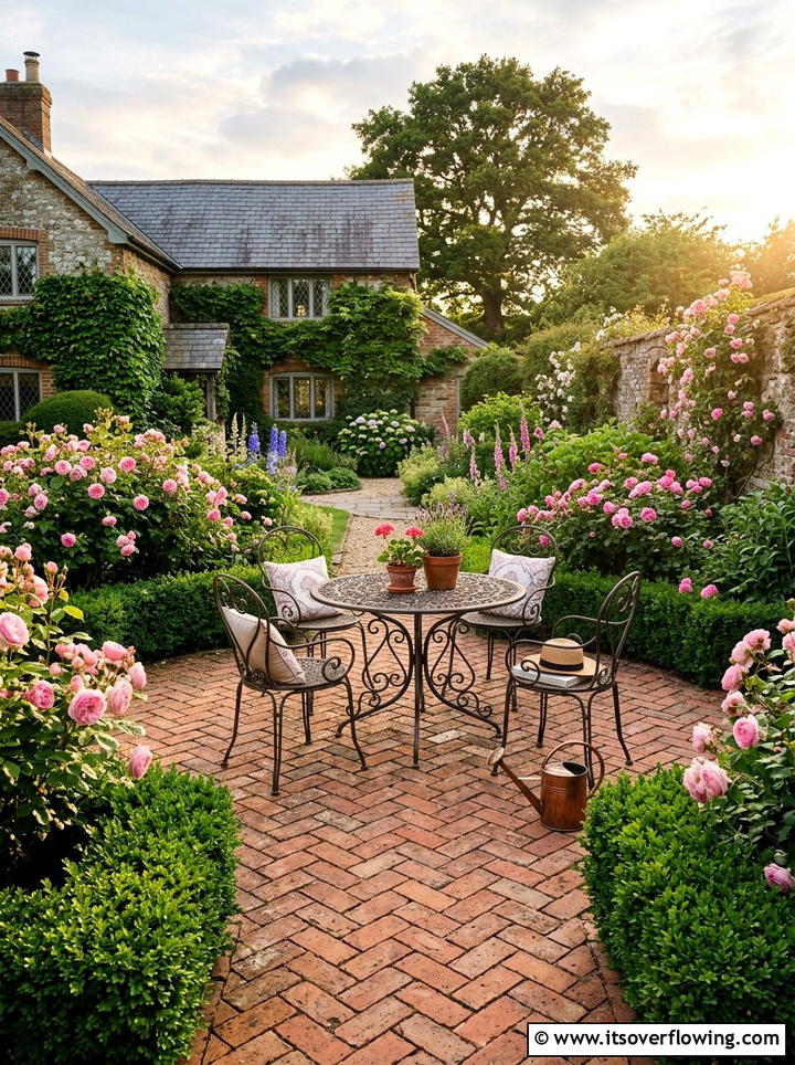 Brick patio garden - 25 garden ideas with patio