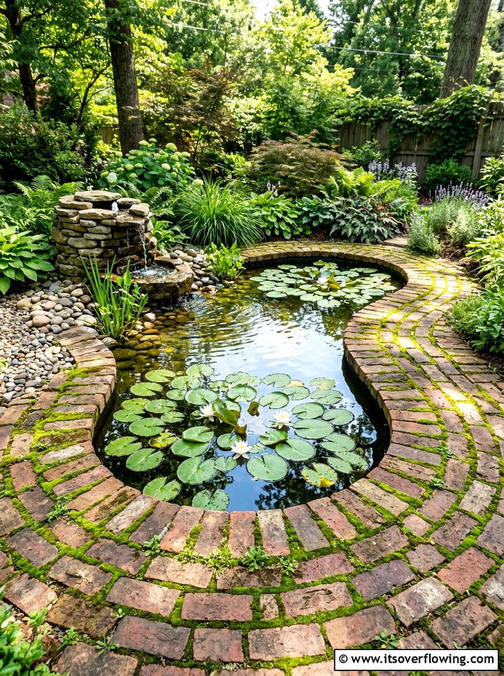 Brick pond surround - 25 upcycled garden ideas with bricks