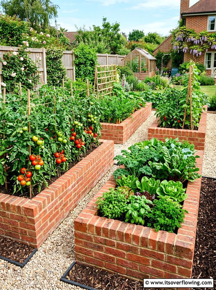 Brick raised garden bed - 25 recycled garden ideas with old bricks