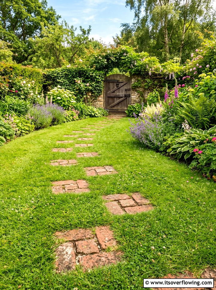 Brick stepping stones - 25 recycled garden ideas with old bricks