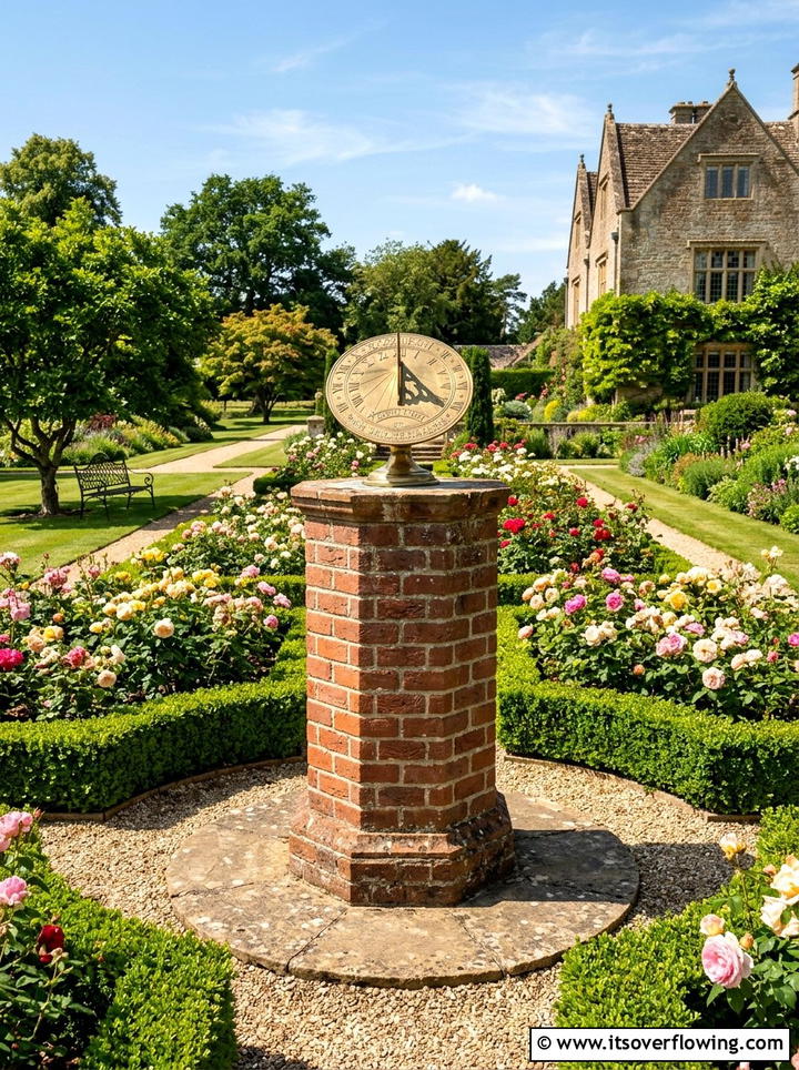 Brick sundial stand - 25 upcycled garden ideas with bricks