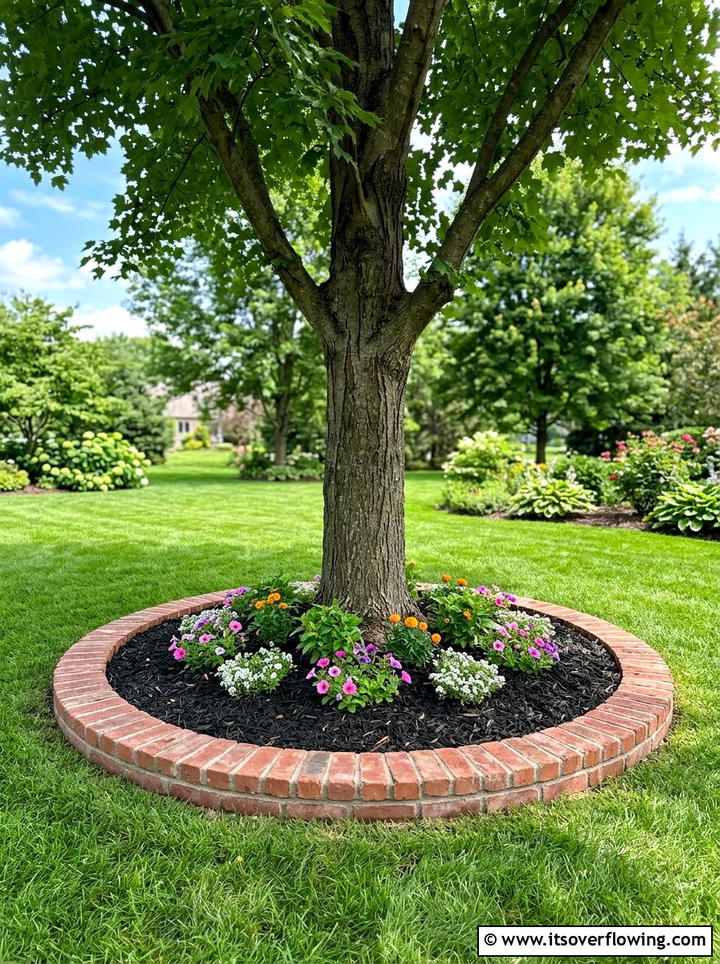 Brick tree ring - 25 upcycled garden ideas with bricks