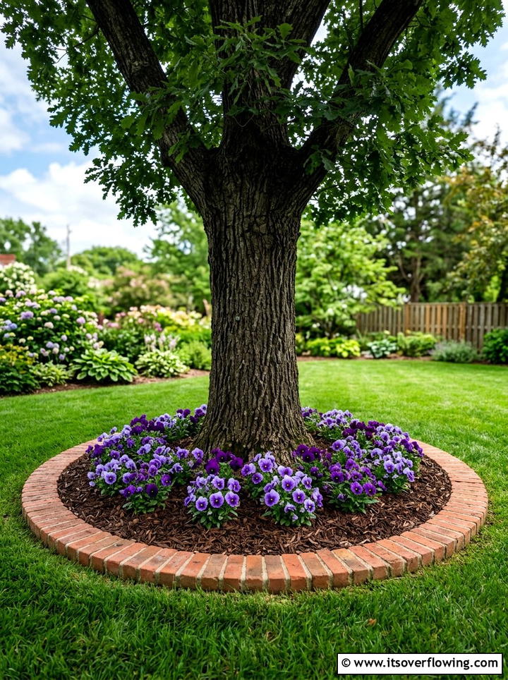 Brick tree ring - 25 recycled garden ideas with old bricks
