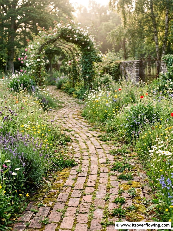 Brick walkway - 25 upcycled garden ideas with bricks