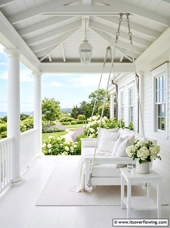 Bright All White Porch - 25 front porch ideas with porch bed swing