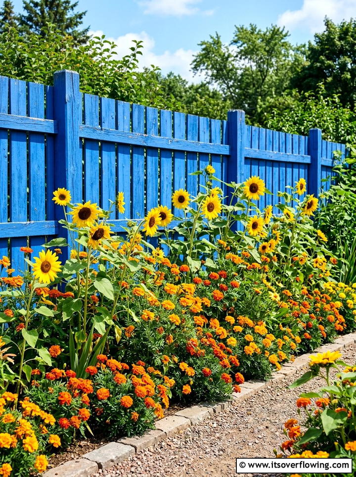 Bright Blue Fence - 25 garden ideas for maximalist style