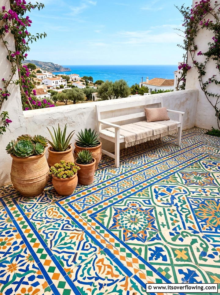 Bright Geometric Tile - 25 front porch decor ideas with bright colors