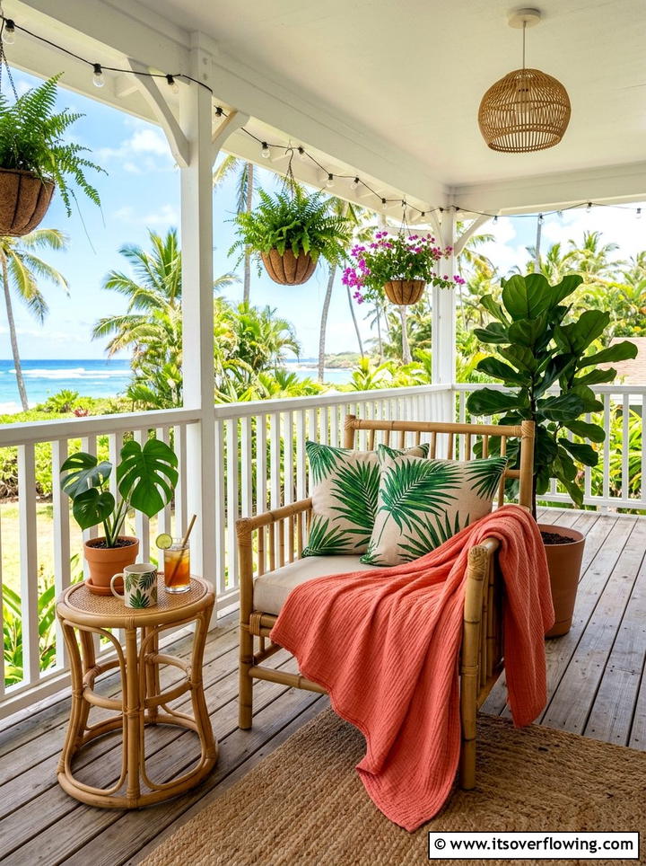 Bright Outdoor Decor - 25 front porch decor ideas with throws