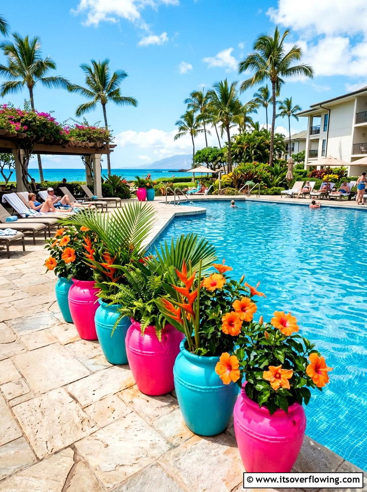 Bright Tropical Pots - 25 creative garden ideas with colorful pots