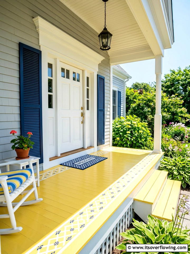 Bright Yellow Porch Floor - 25 front porch ideas with painted floor