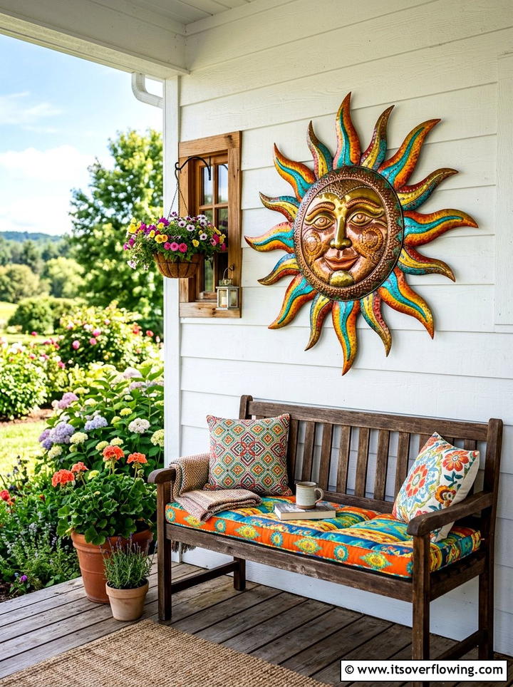 Bright outdoor wall art - 25 front porch ideas with pops of color