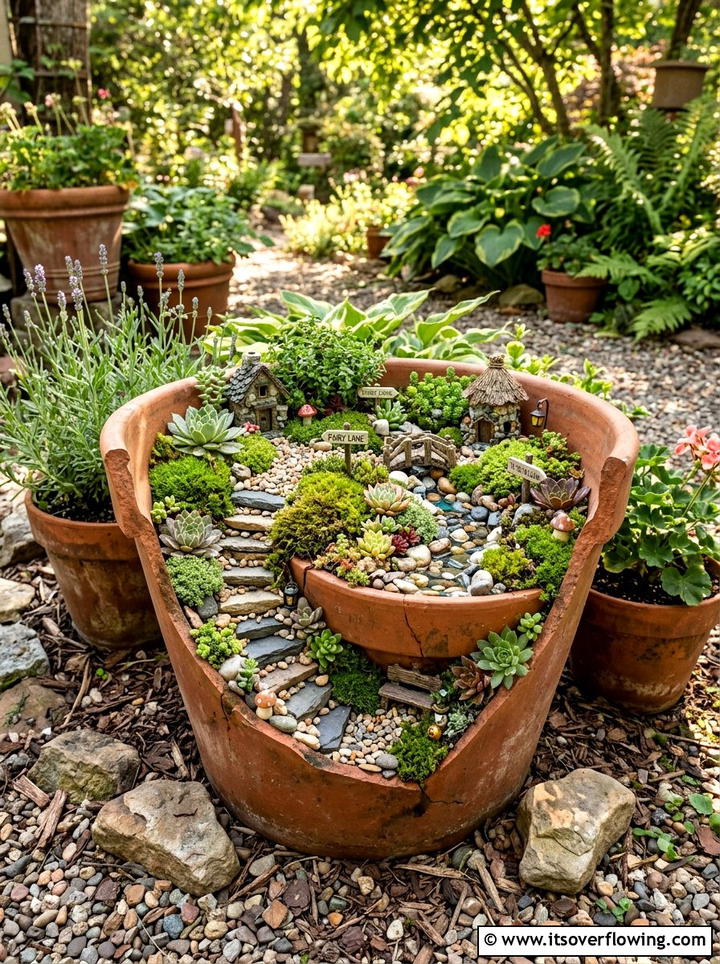 Broken Pot Garden - 25 recycled garden ideas diy