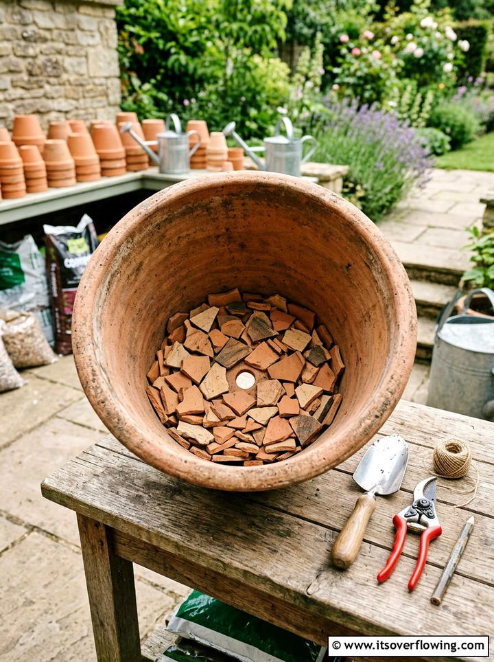 Broken pot drainage layer - 25 recycled garden ideas with broken pots