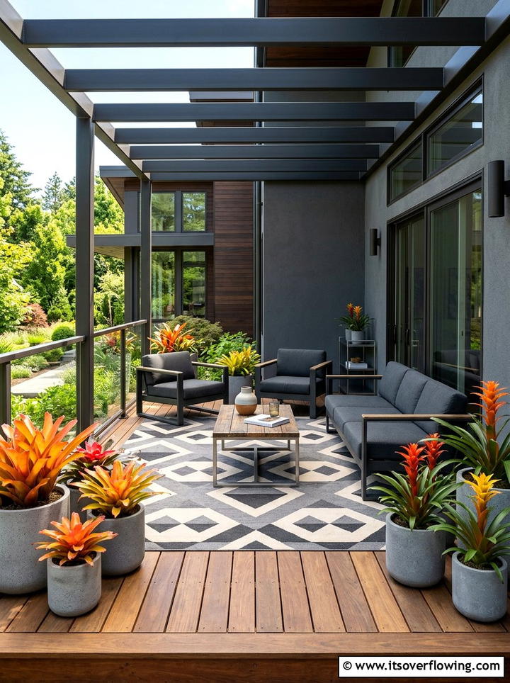 Bromeliad tropical porch - 25 front porch ideas with cat safe plants