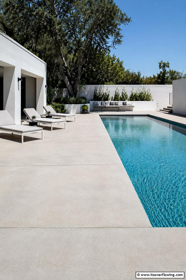 Brushed Concrete Surface - 20 Stylish Concrete Pool Deck Ideas for Your Backyard