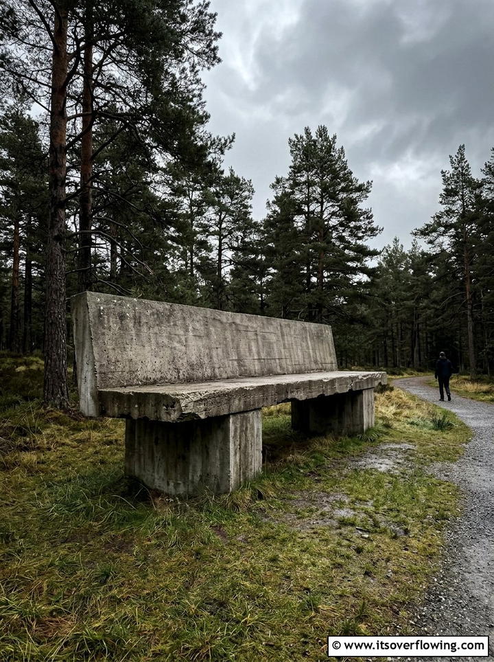 Brutalist concrete bench for landscape - 25 backyard ideas with concrete bench
