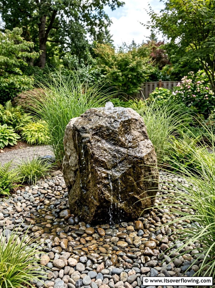 Bubble Rock Fountain - 25 backyard ideas with fountain