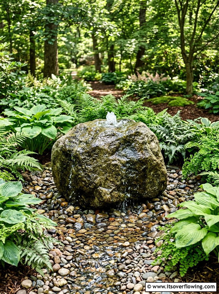 Bubbling rock fountain - 25 garden ideas with fountain