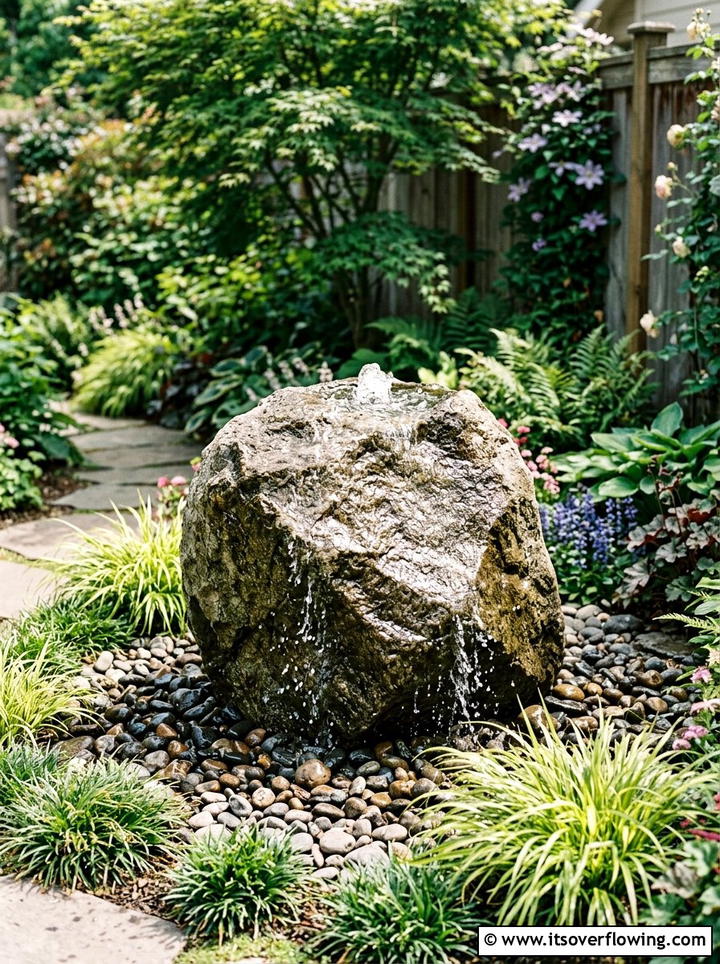 Bubbling rock fountain - 25 garden ideas with water features