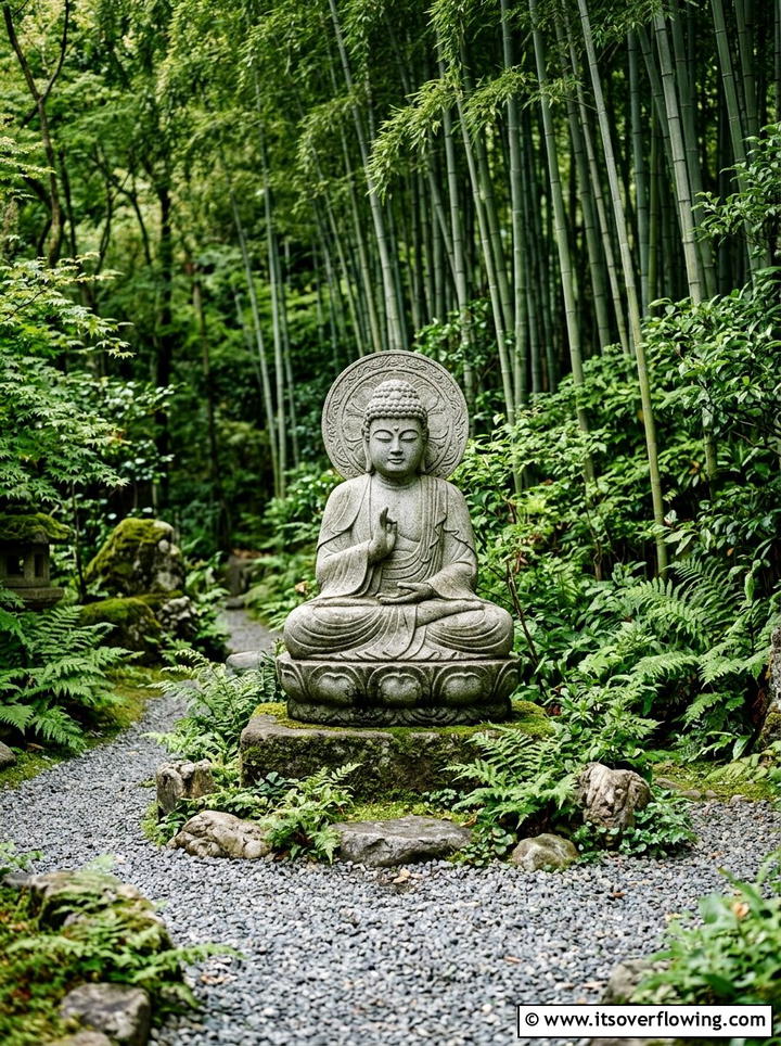 Buddhist Statue Focal Point - 25 backyard ideas with zen style