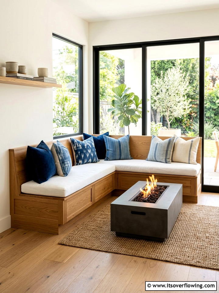 Built In Bench - 25 backyard decorating ideas with patio decor