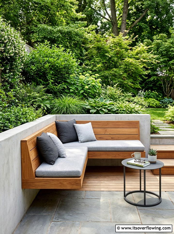 Built In Bench - 25 garden ideas for contemporary homes
